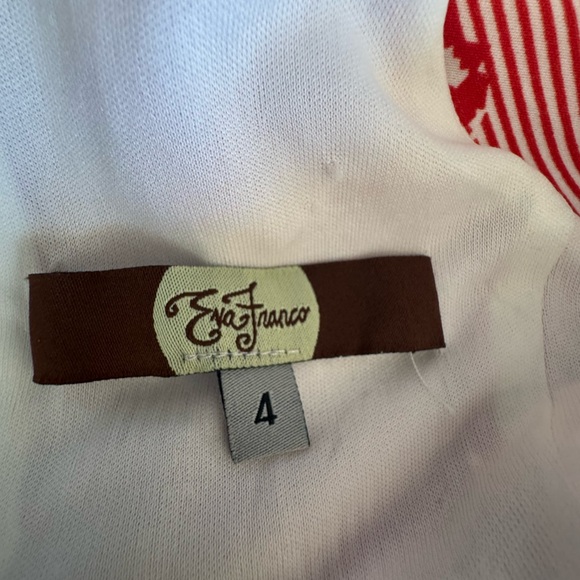 Antrhopologie Eva Franco Fit and Flare Dress Red White Floral Swing Elegant SZ 4 - Picture 14 of 15